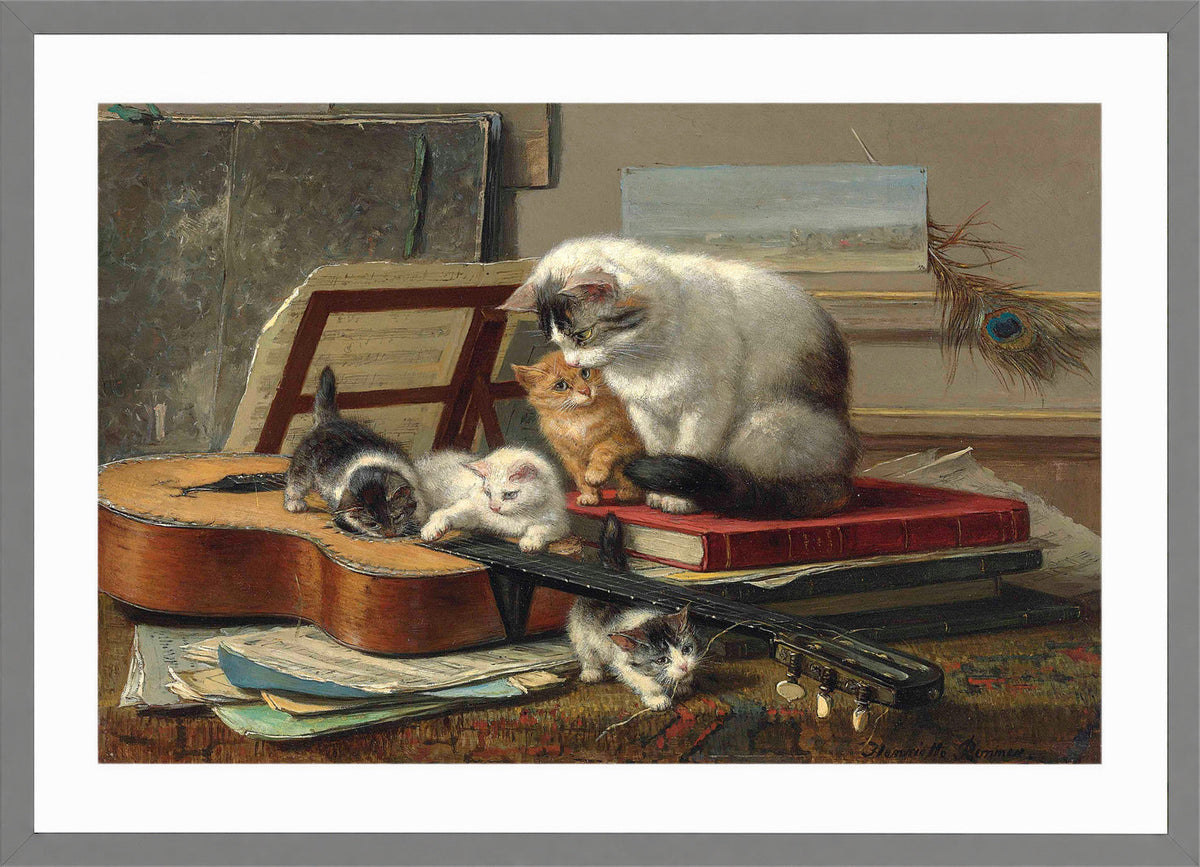 The Music Lesson by Henriette Ronner-Knip — light grey frame
