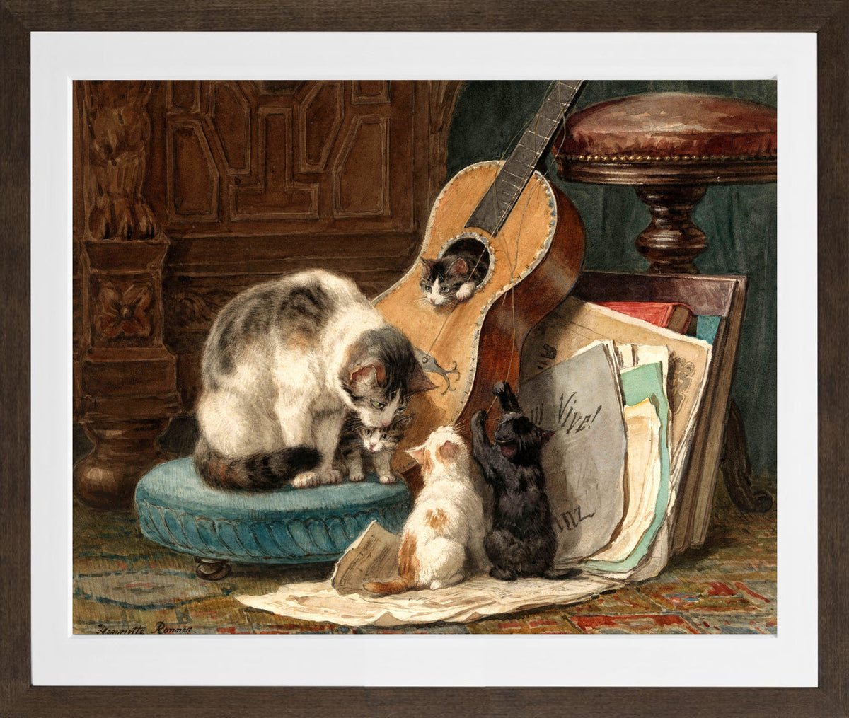 The Musicians by Henriette Ronner-Knip — brown frame