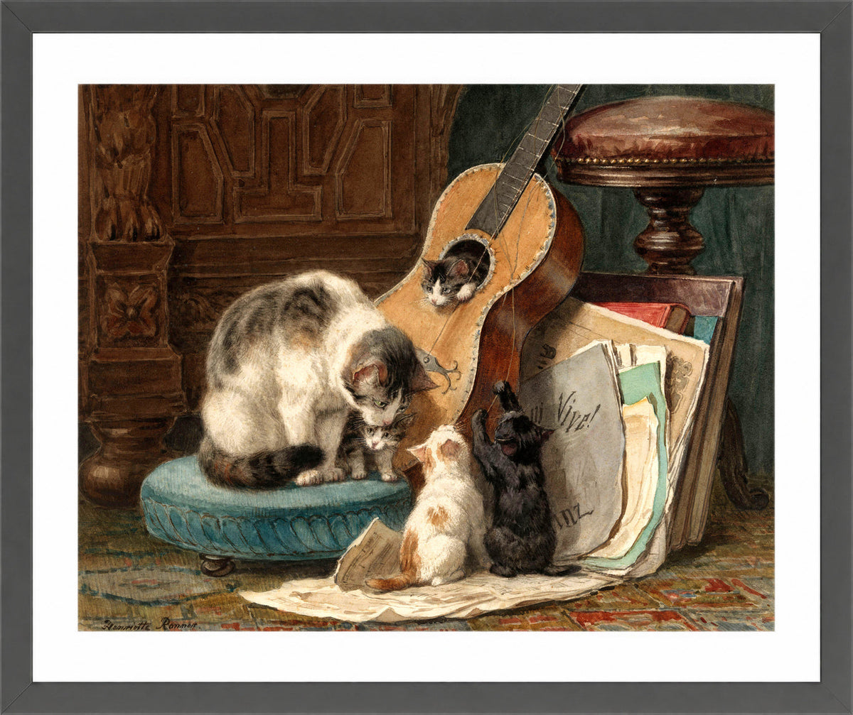 The Musicians by Henriette Ronner-Knip — dark grey frame