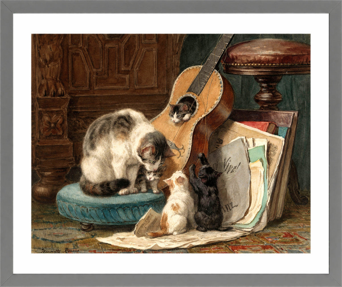 The Musicians by Henriette Ronner-Knip — light grey frame