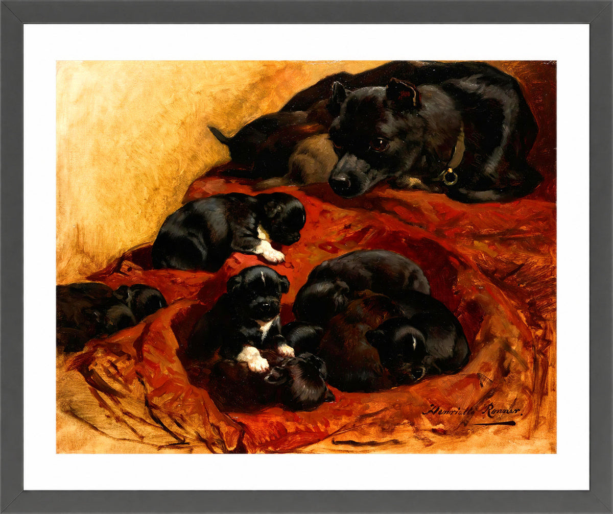 The Proud Mother by Henriette Ronner-Knip β dark grey frame