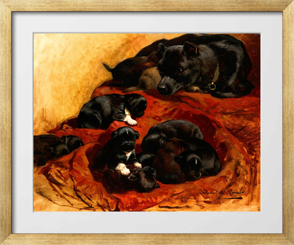 The Proud Mother by Henriette Ronner-Knip β gold frame