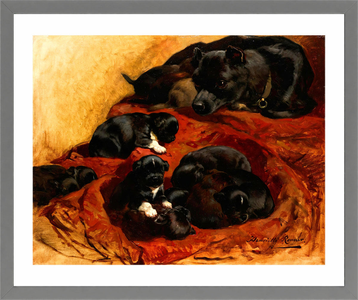 The Proud Mother by Henriette Ronner-Knip β light grey frame