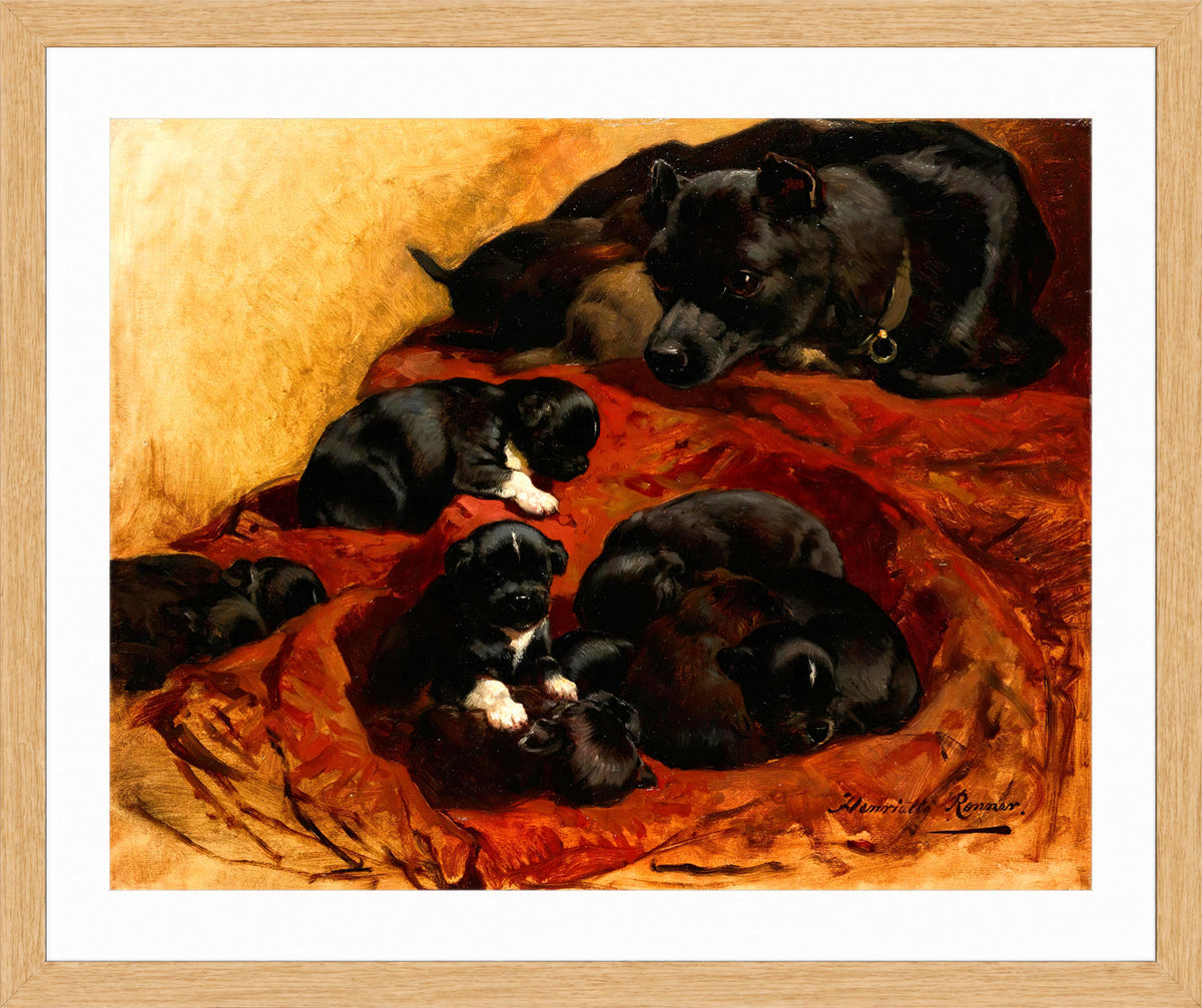 The Proud Mother by Henriette Ronner-Knip β oak frame
