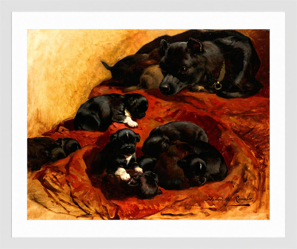 The Proud Mother by Henriette Ronner-Knip β white frame