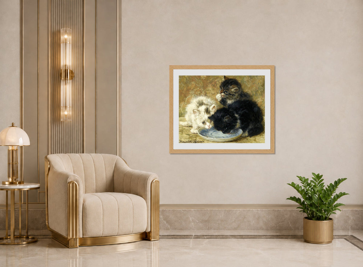 Three Kittens (1895) by Henriette Ronner-Knip β art deco roomset