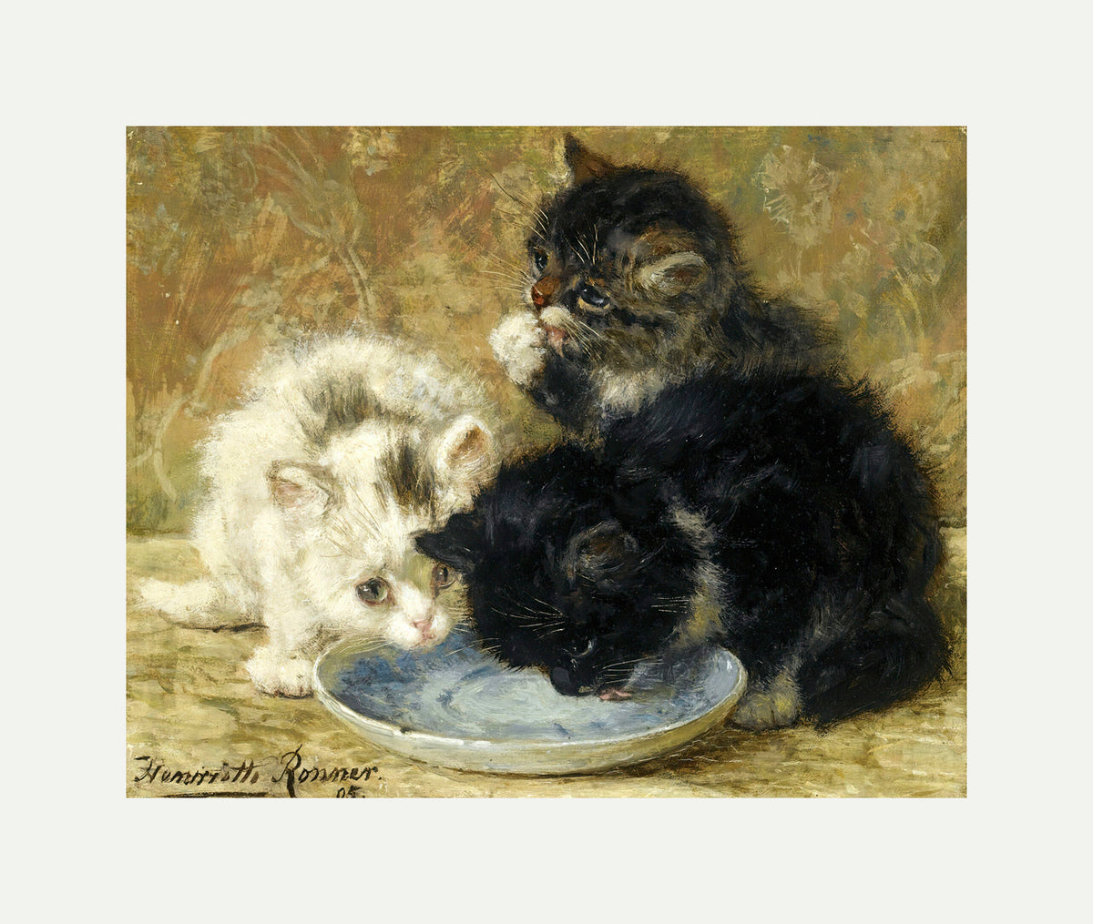 Three Kittens (1895) by Henriette Ronner-Knip β rolled canvas