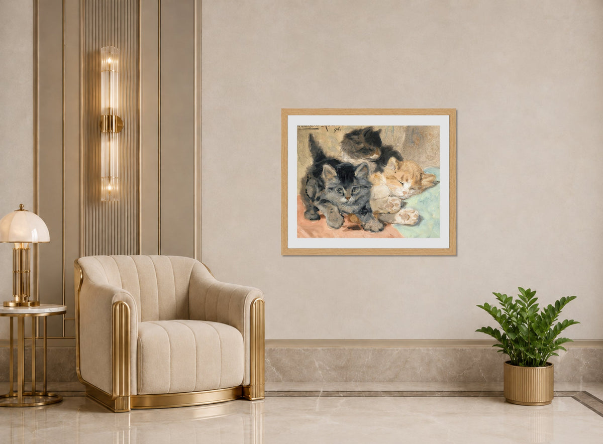 Three Kittens (1896) by Henriette Ronner-Knip — art deco roomset