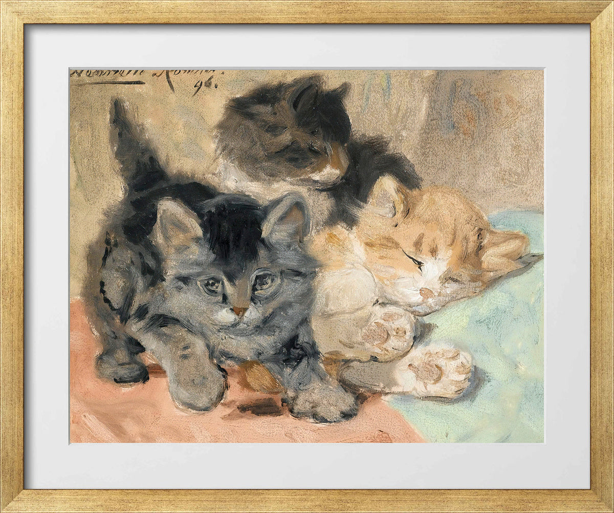 Three Kittens (1896) by Henriette Ronner-Knip — gold frame