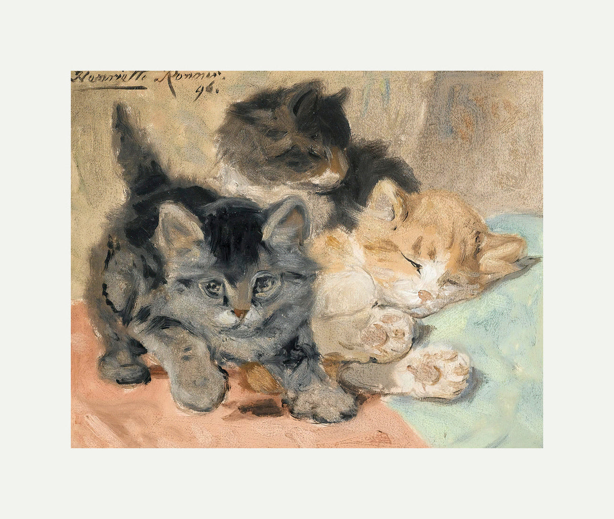 Three Kittens (1896) by Henriette Ronner-Knip — rolled canvas