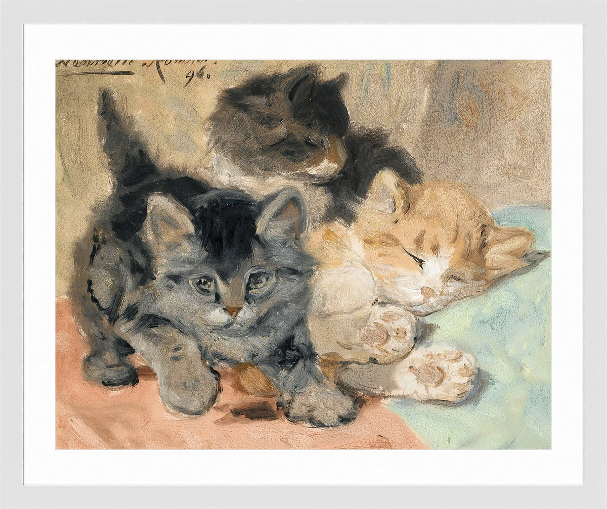 Three Kittens (1896) by Henriette Ronner-Knip — white frame