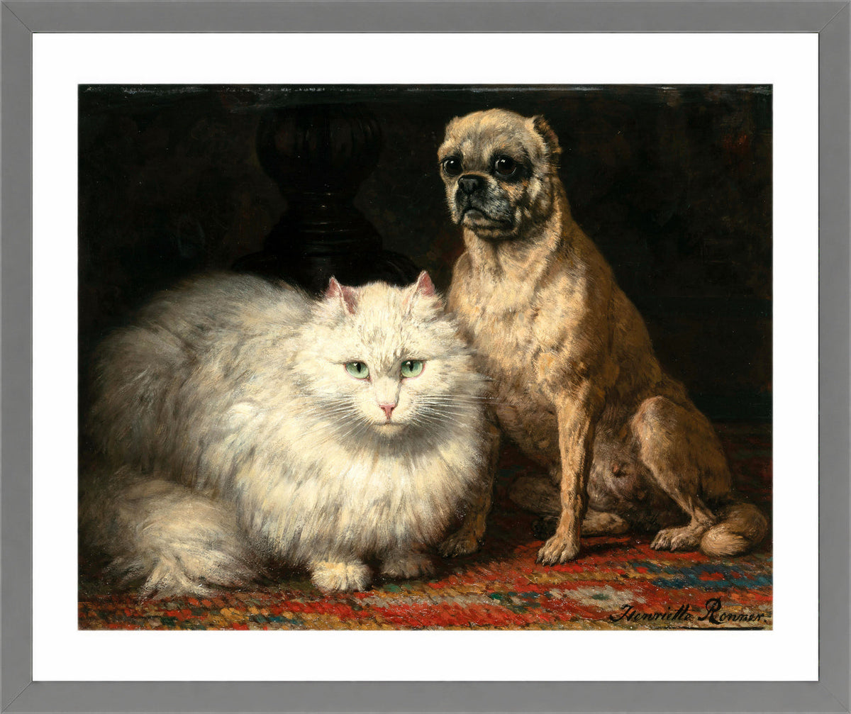 Two Friends by Henriette Ronner-Knip β light grey frame