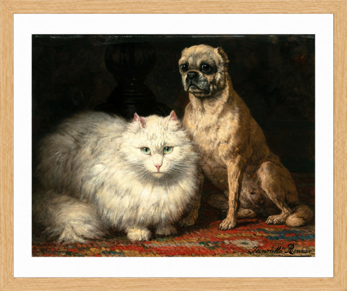 Two Friends by Henriette Ronner-Knip β oak frame