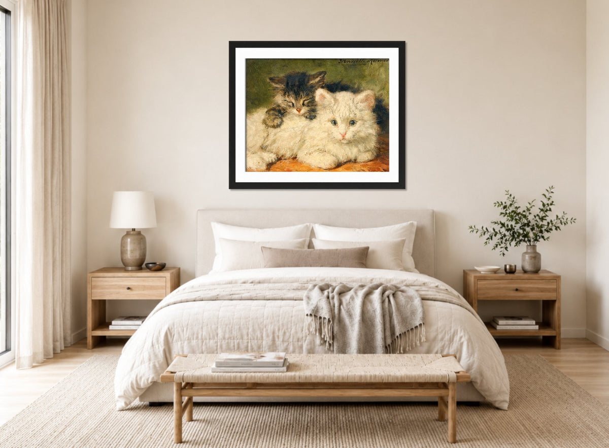 Two Kittens by Henriette Ronner-Knip — bedroom