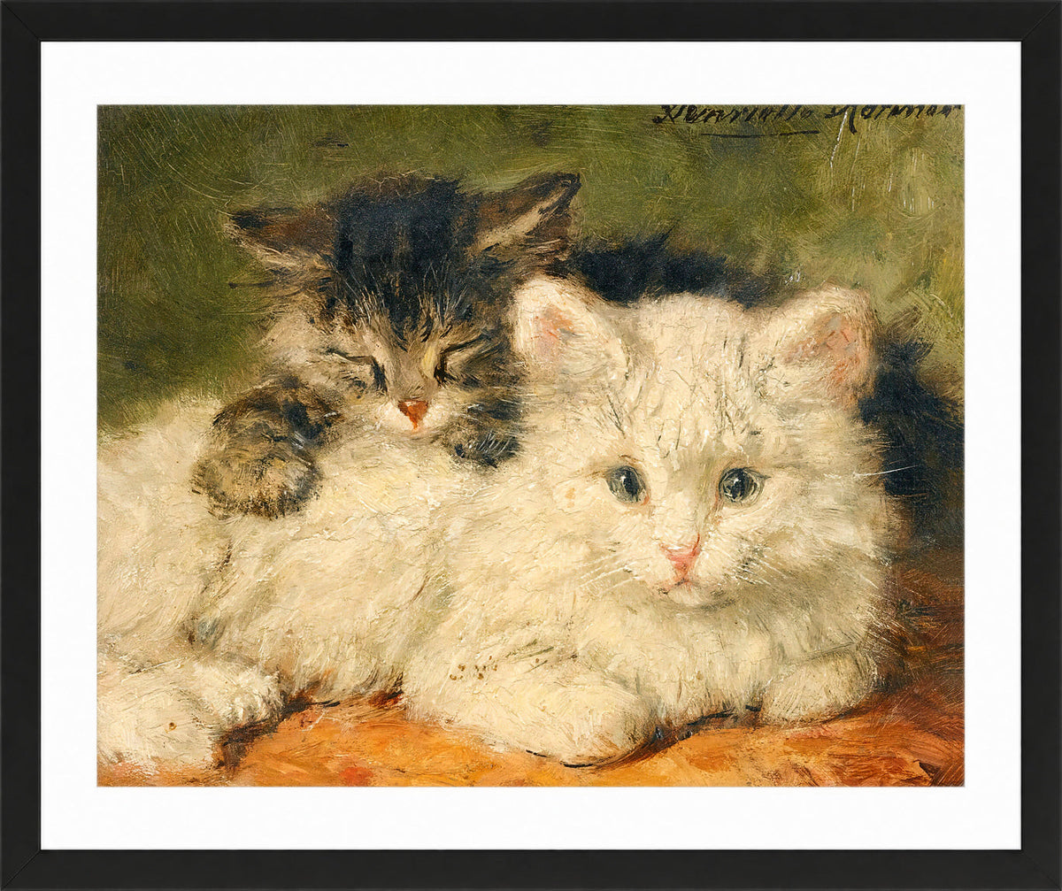 Two Kittens by Henriette Ronner-Knip — black frame