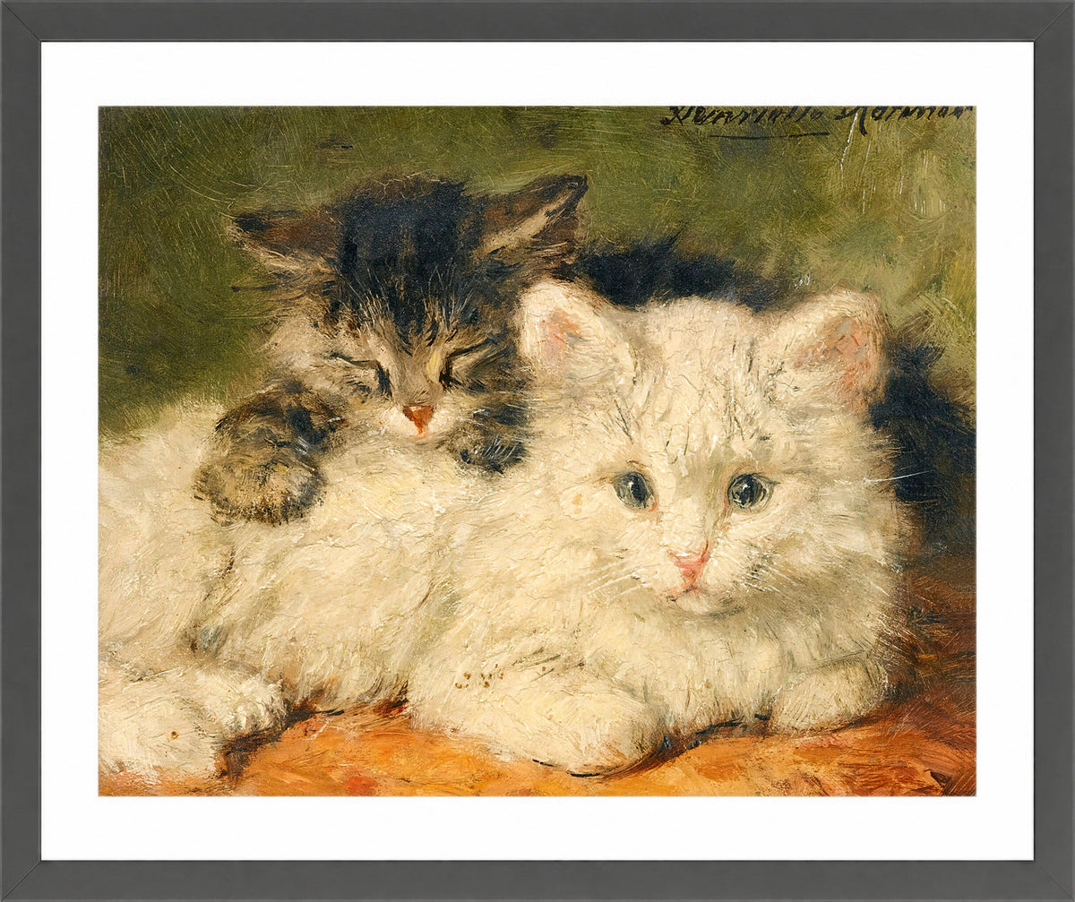 Two Kittens by Henriette Ronner-Knip — dark grey frame