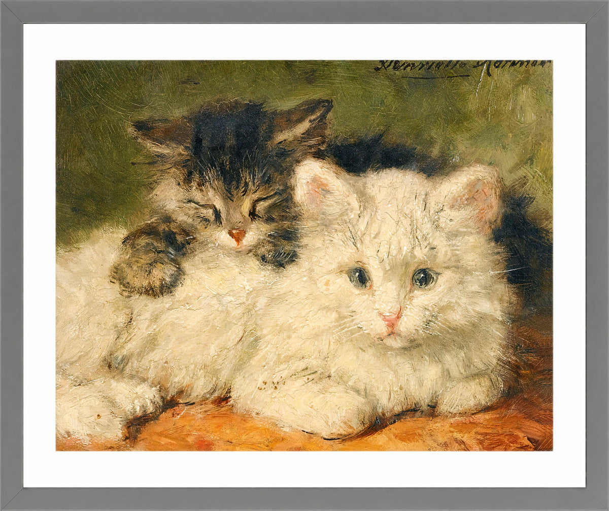 Two Kittens by Henriette Ronner-Knip — light grey frame