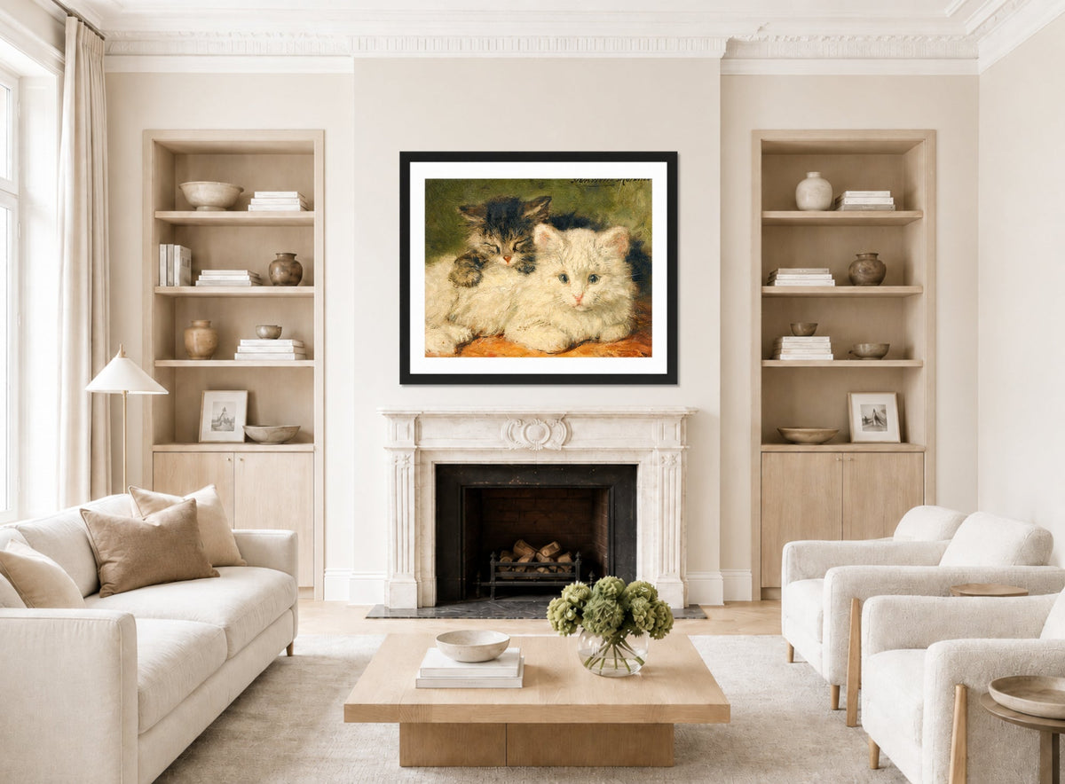 Two Kittens by Henriette Ronner-Knip — living room roomset