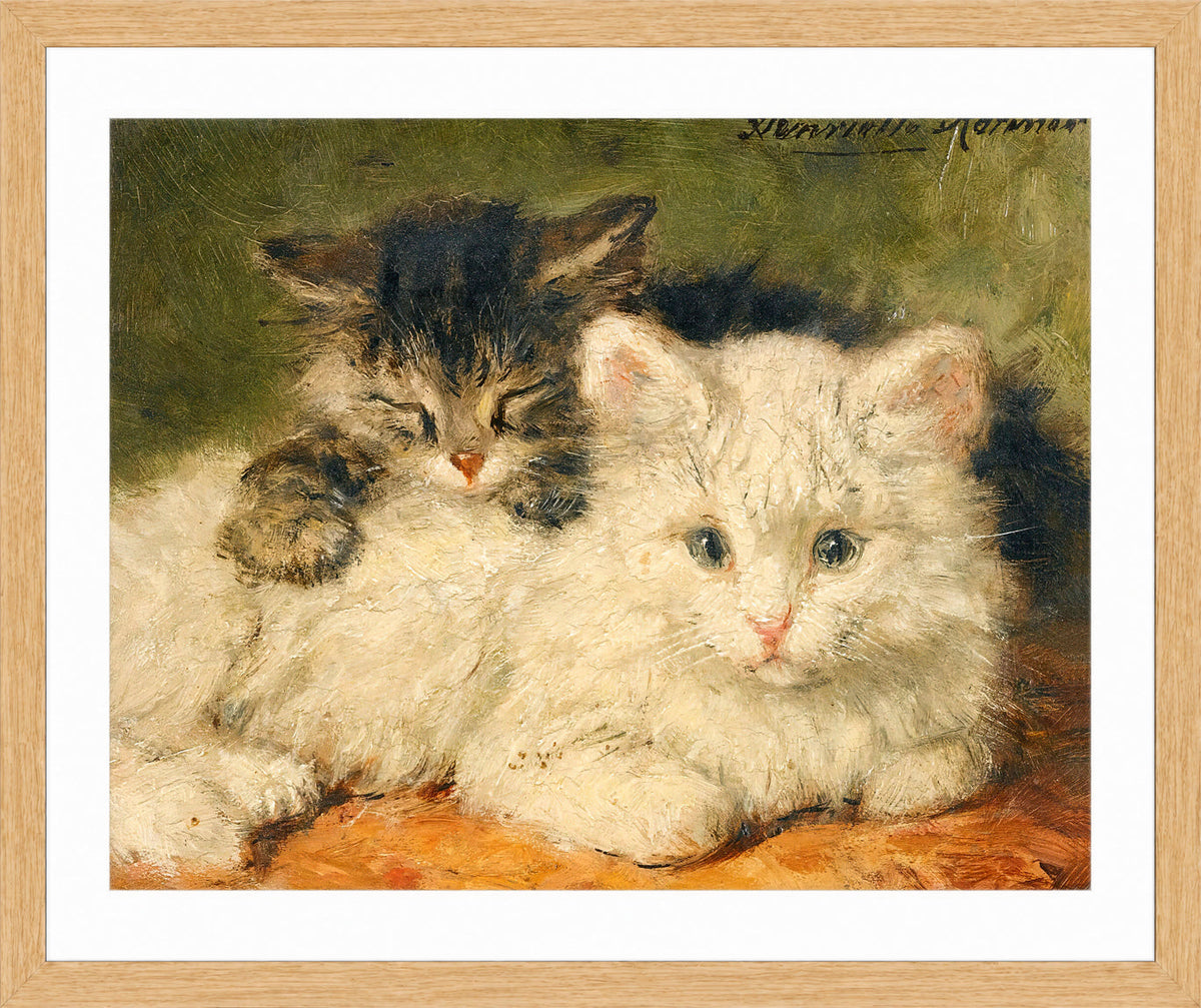 Two Kittens by Henriette Ronner-Knip — oak frame