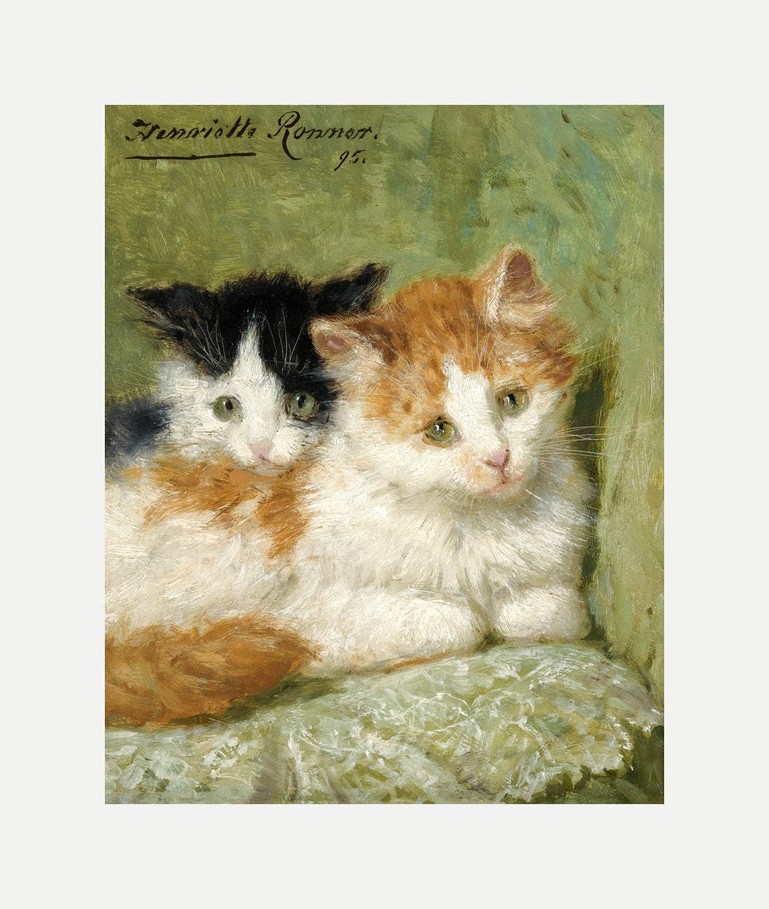 Two Kittens Sitting on a Cushion (1895) by Henriette Ronner-Knip β rolled canvas