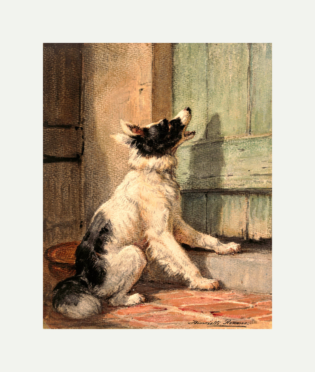 Waiting (1870) by Henriette Ronner-Knip β rolled canvas