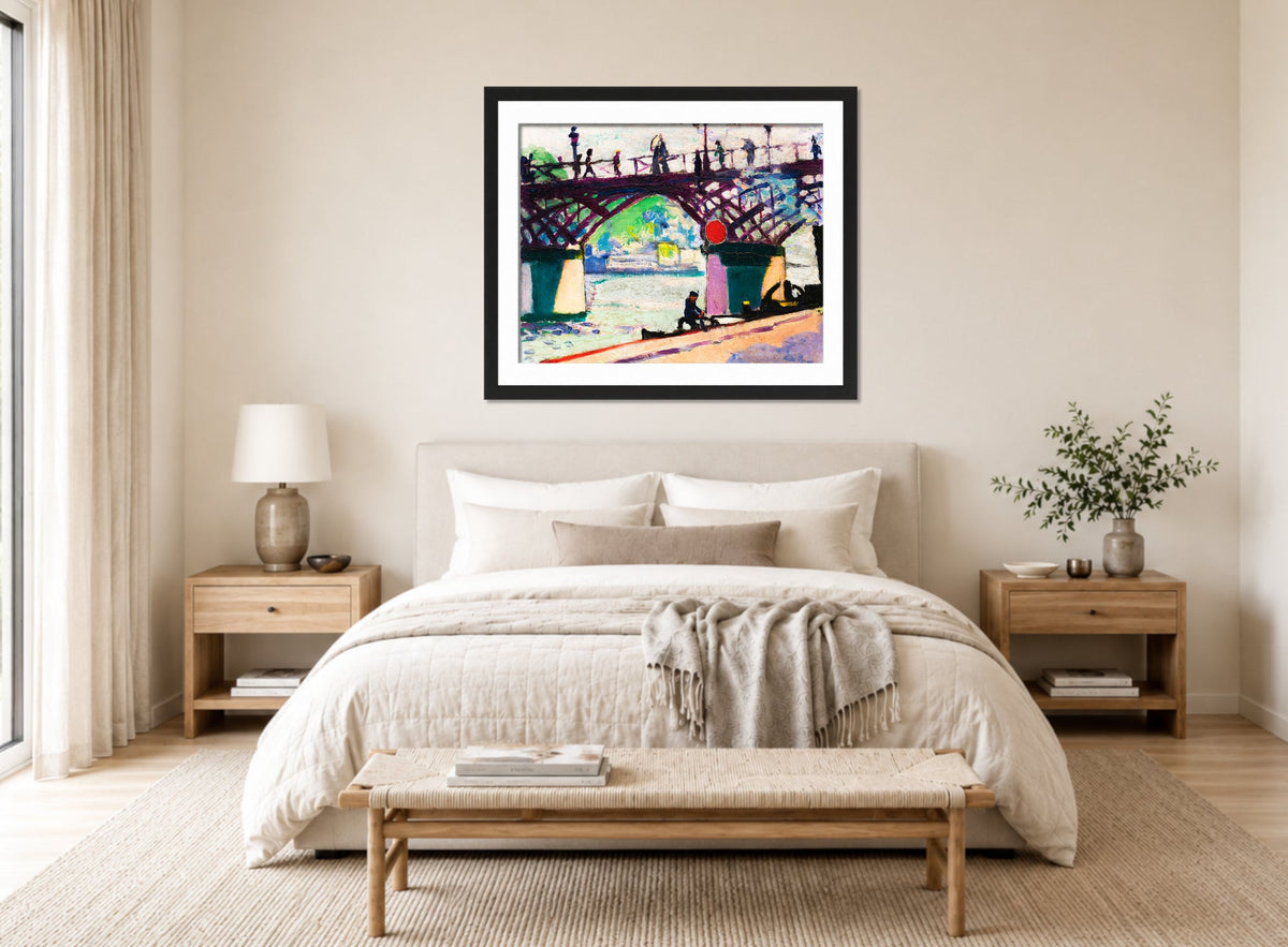 Pont des Arts by Henry Lyman Saÿen, above a bed