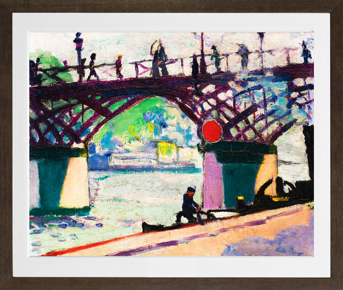 Pont des Arts by Henry Lyman Saÿen, in a brown frame