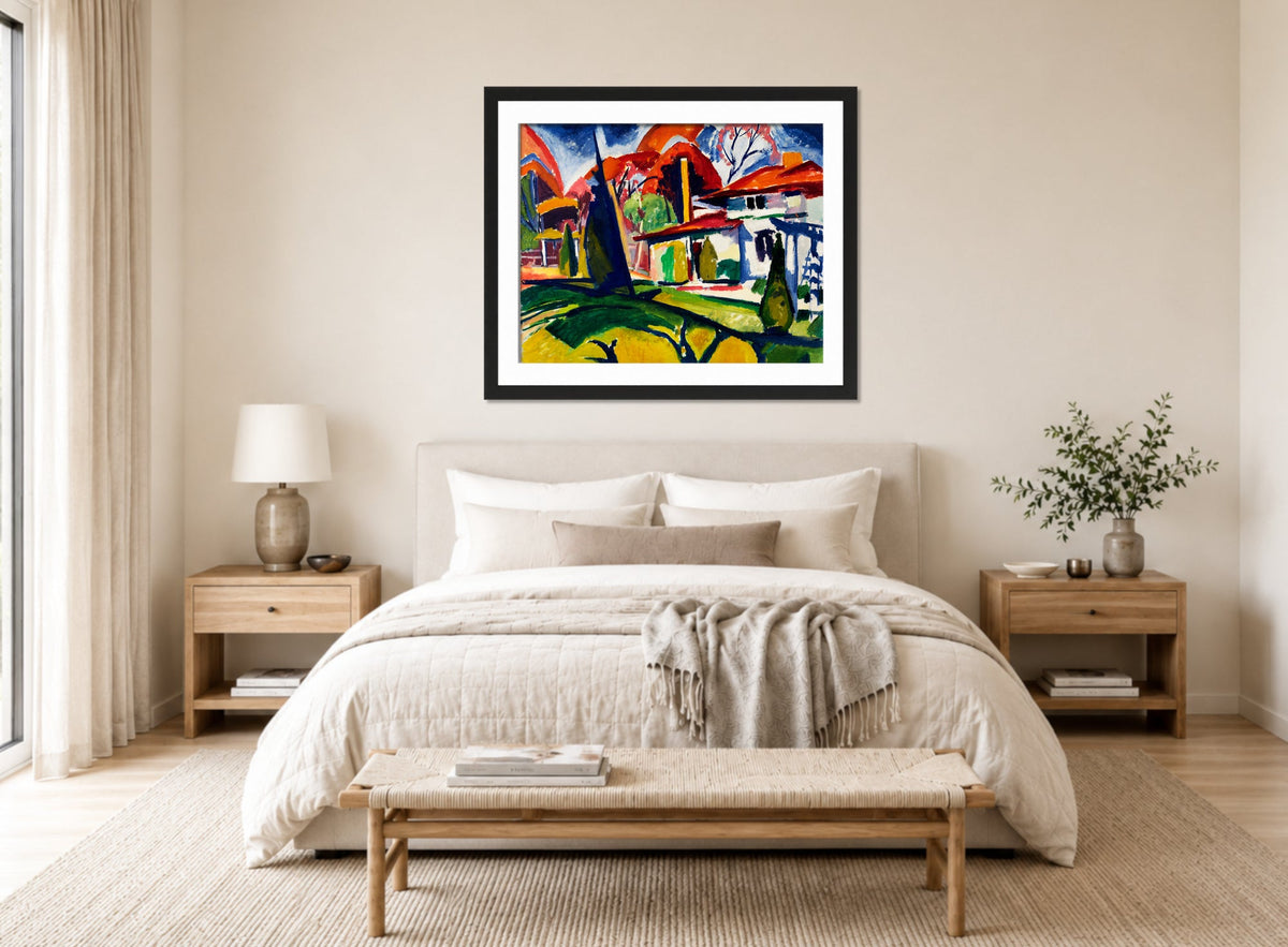 Newmans House by Henry Lyman Saÿen, above a bed