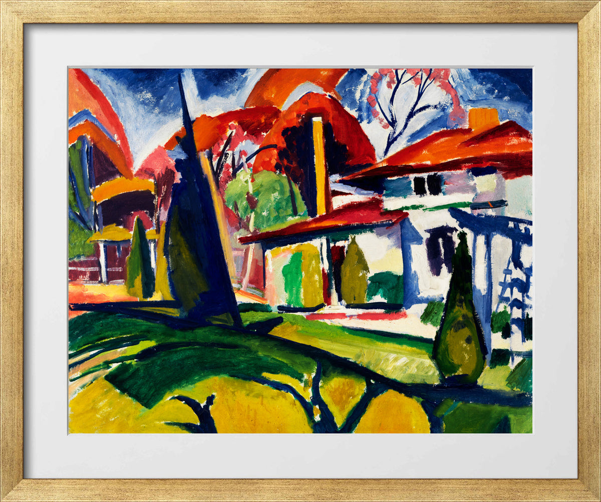 Newmans House by Henry Lyman Saÿen, in a gold frame
