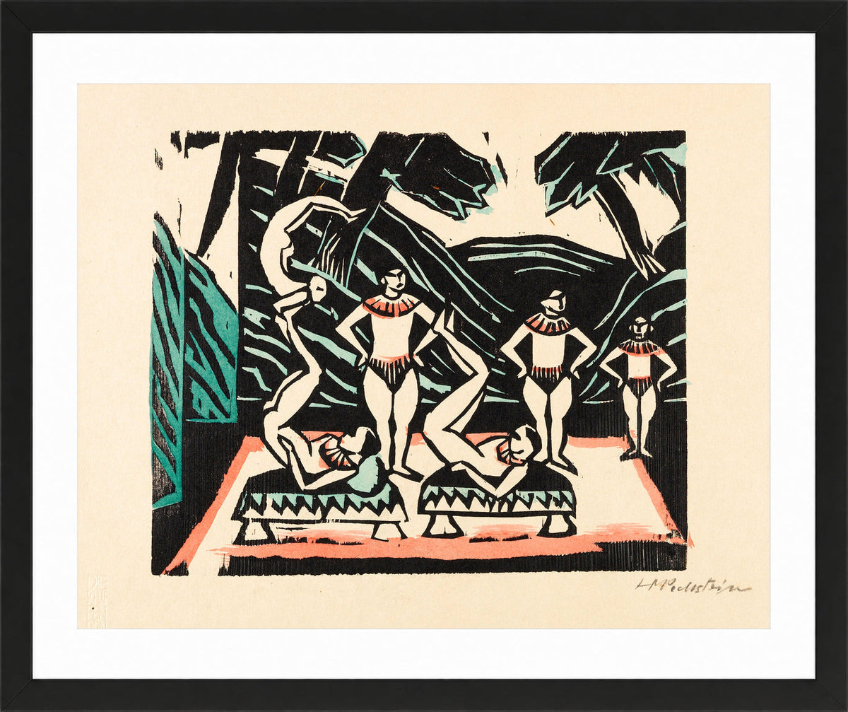 Hermann Max Pechstein Print, Akrobaten III (1912) in a black frame