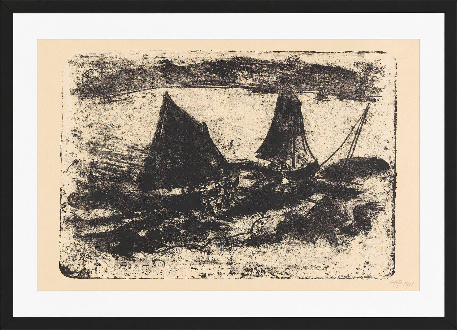 Hermann Max Pechstein Print, Am See II (1911) in a black frame