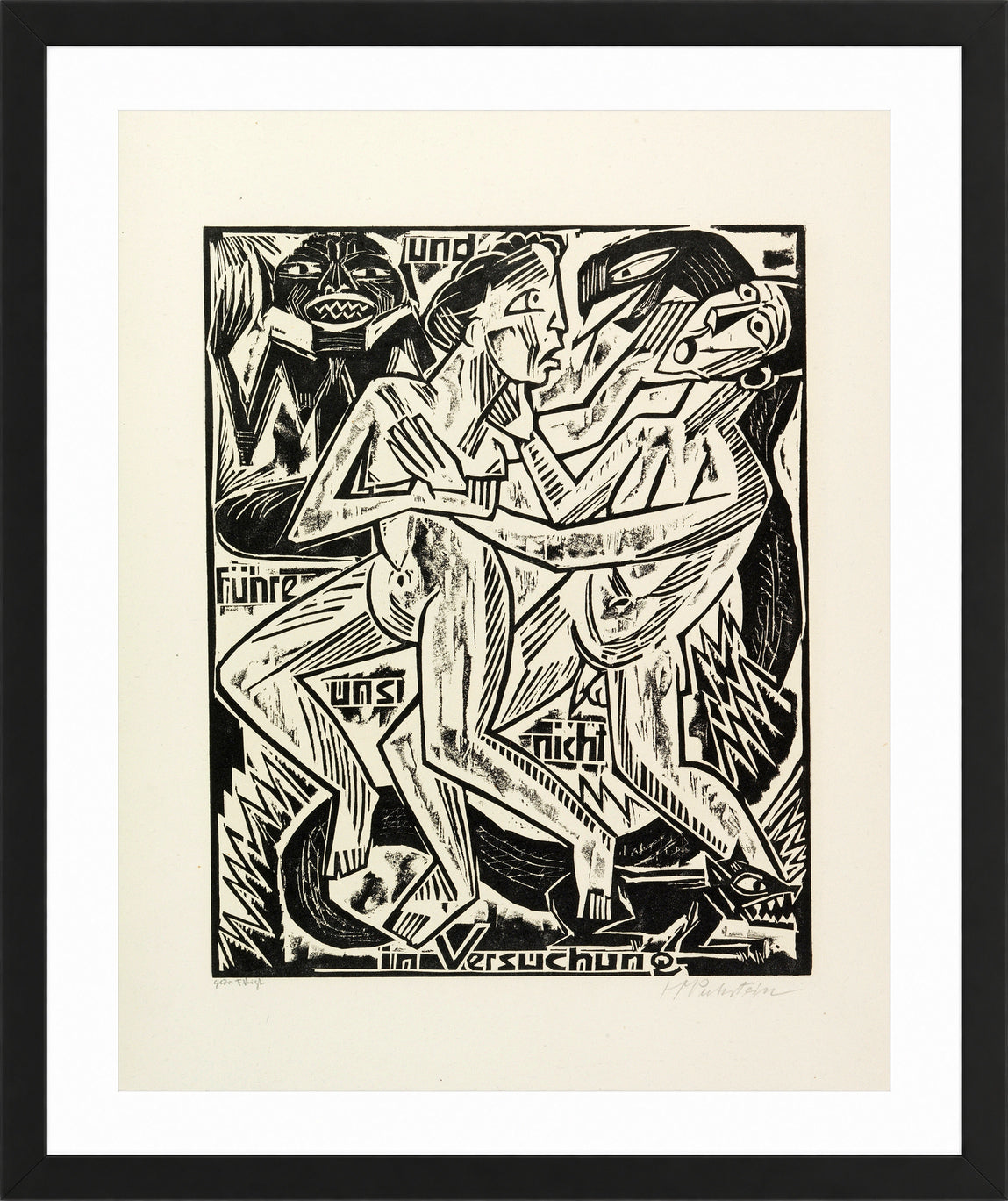 Hermann Max Pechstein Print, And lead us not into temptation (und führe uns nicht in Versuchung) (1921) in a black frame