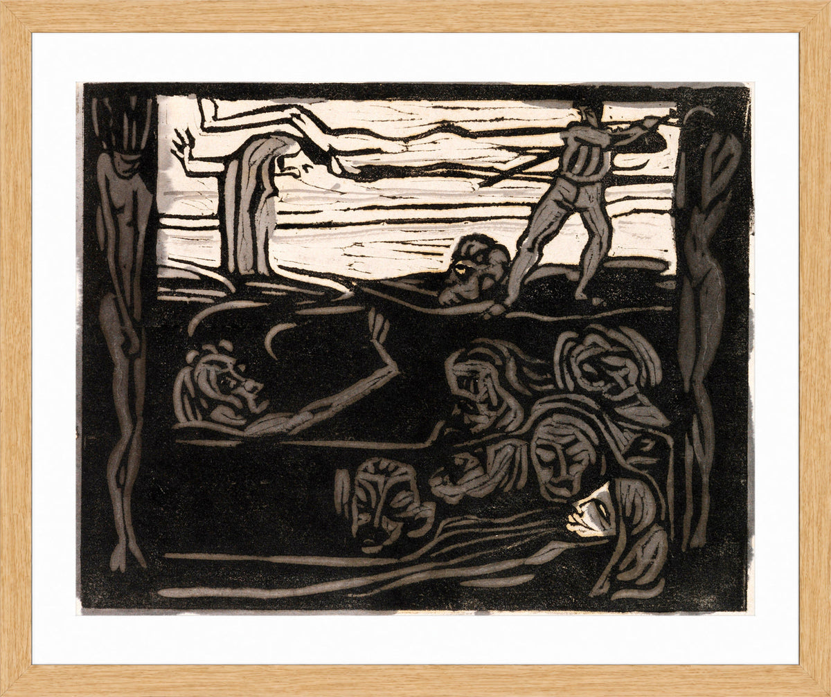 Hermann Max Pechstein Print, At the end (1906) in a light oak frame