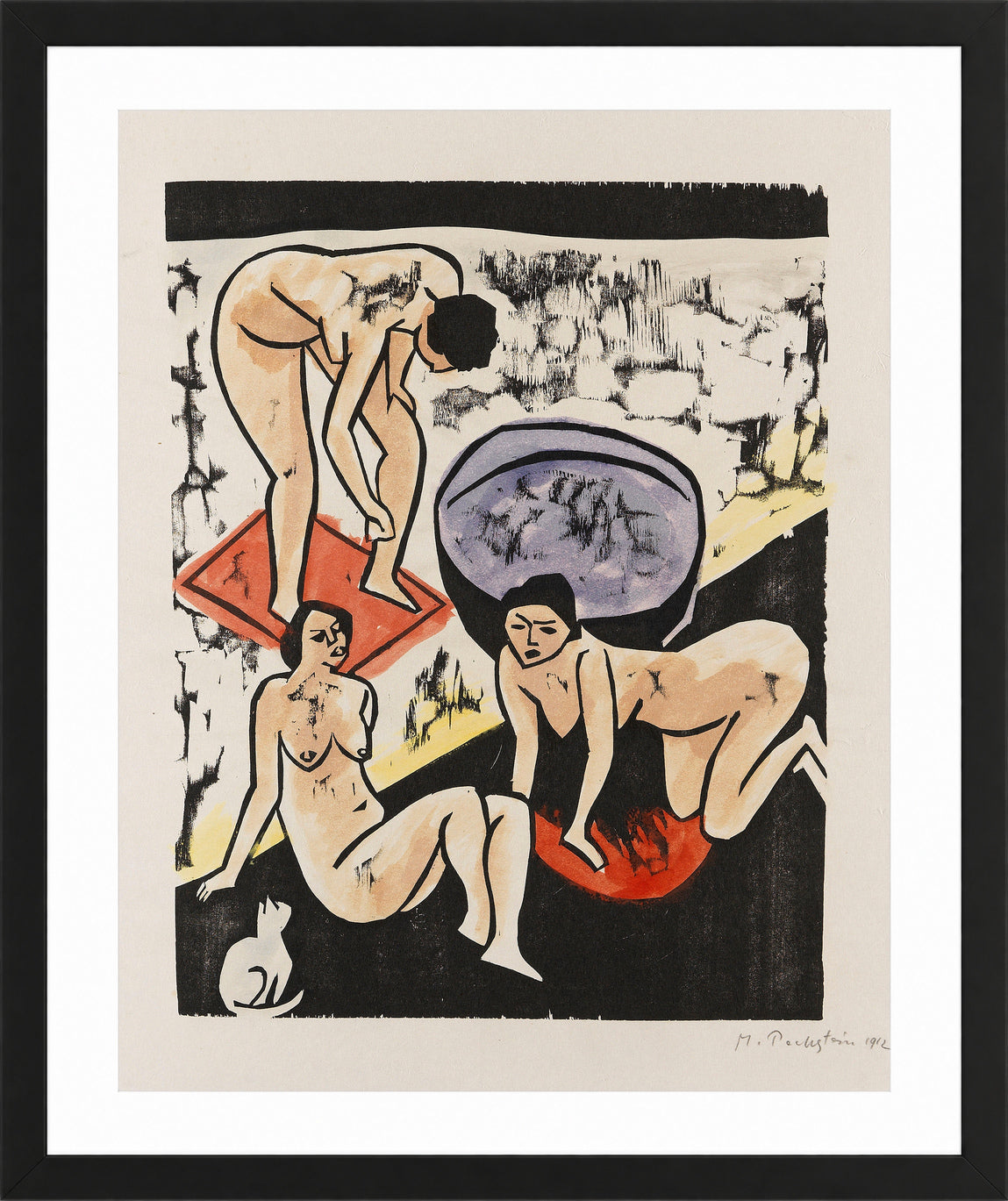 Hermann Max Pechstein Print, Bathers I (1911) in a black frame