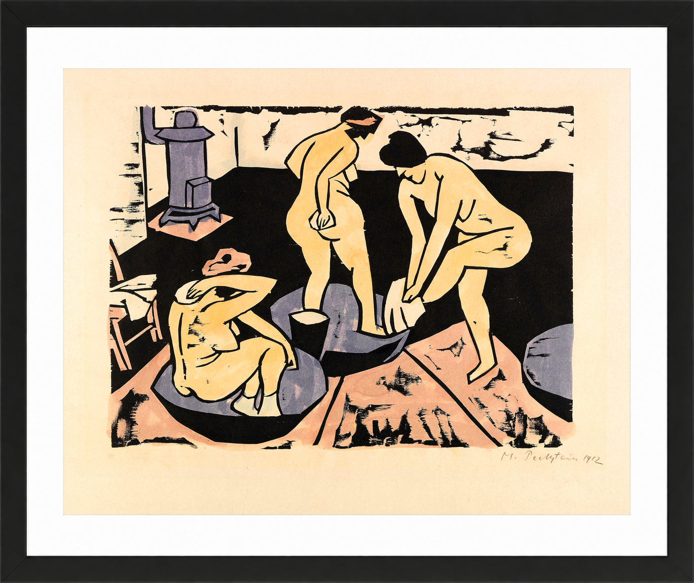 Hermann Max Pechstein Print, Bathers XI (1911) in a black frame