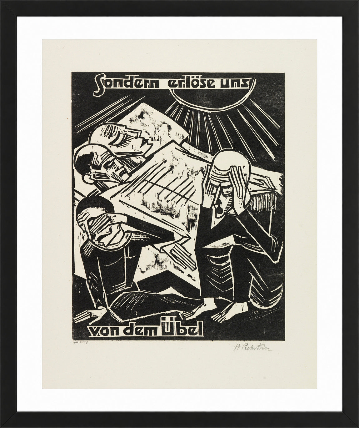 Hermann Max Pechstein Print, But deliver us from evil (Sondern erlöse uns von dem Übel) (1921) in a black frame