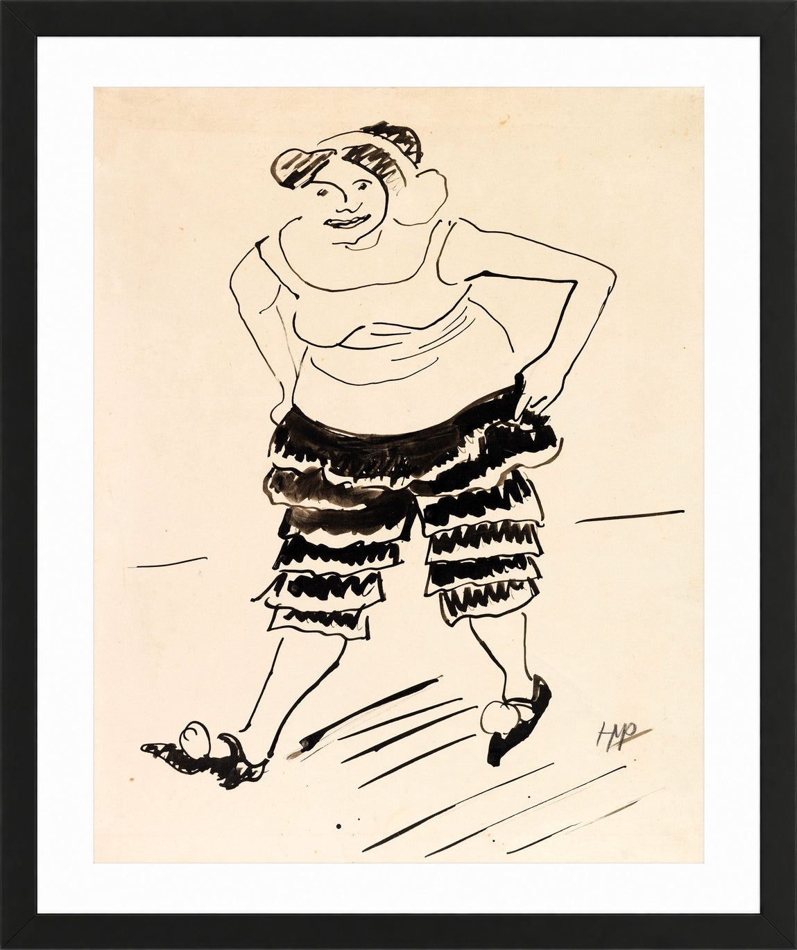 Hermann Max Pechstein Print, Dancer in Black Pants (1910) in a black frame