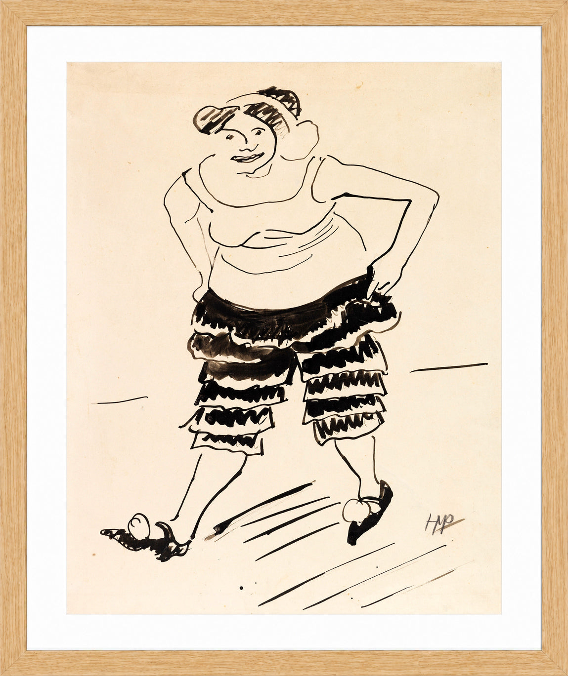 Hermann Max Pechstein Print, Dancer in Black Pants (1910) in a light oak frame