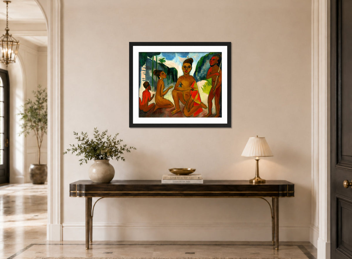 Hermann Max Pechstein Print, Der Jüngling (1917) displayed above a console table