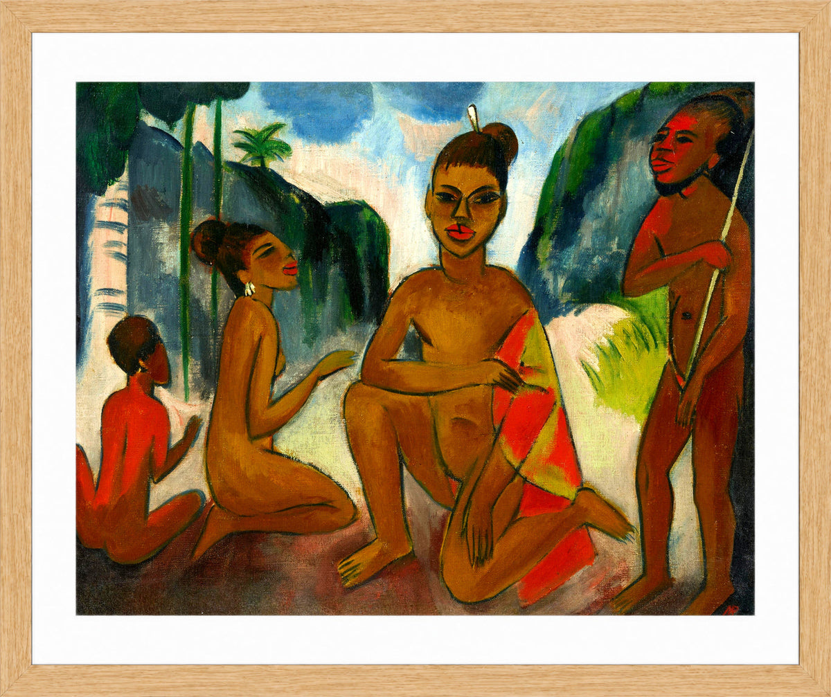 Hermann Max Pechstein Print, Der Jüngling (1917) in a light oak frame