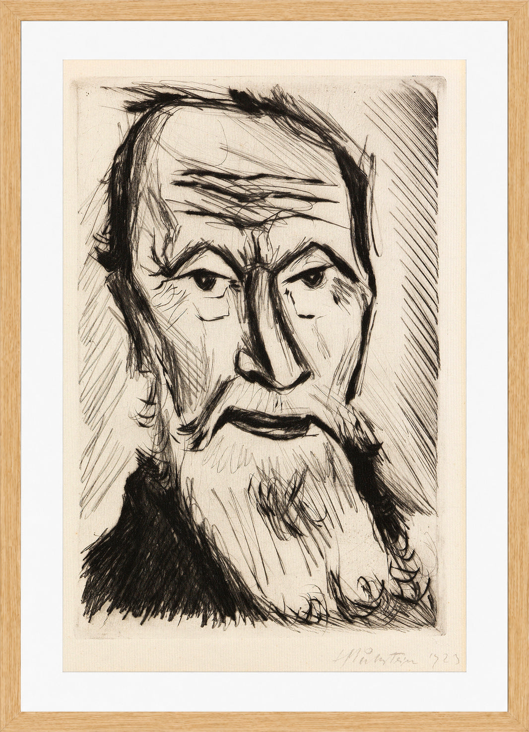 Hermann Max Pechstein Print, Ein Friese (1922) in a light oak frame