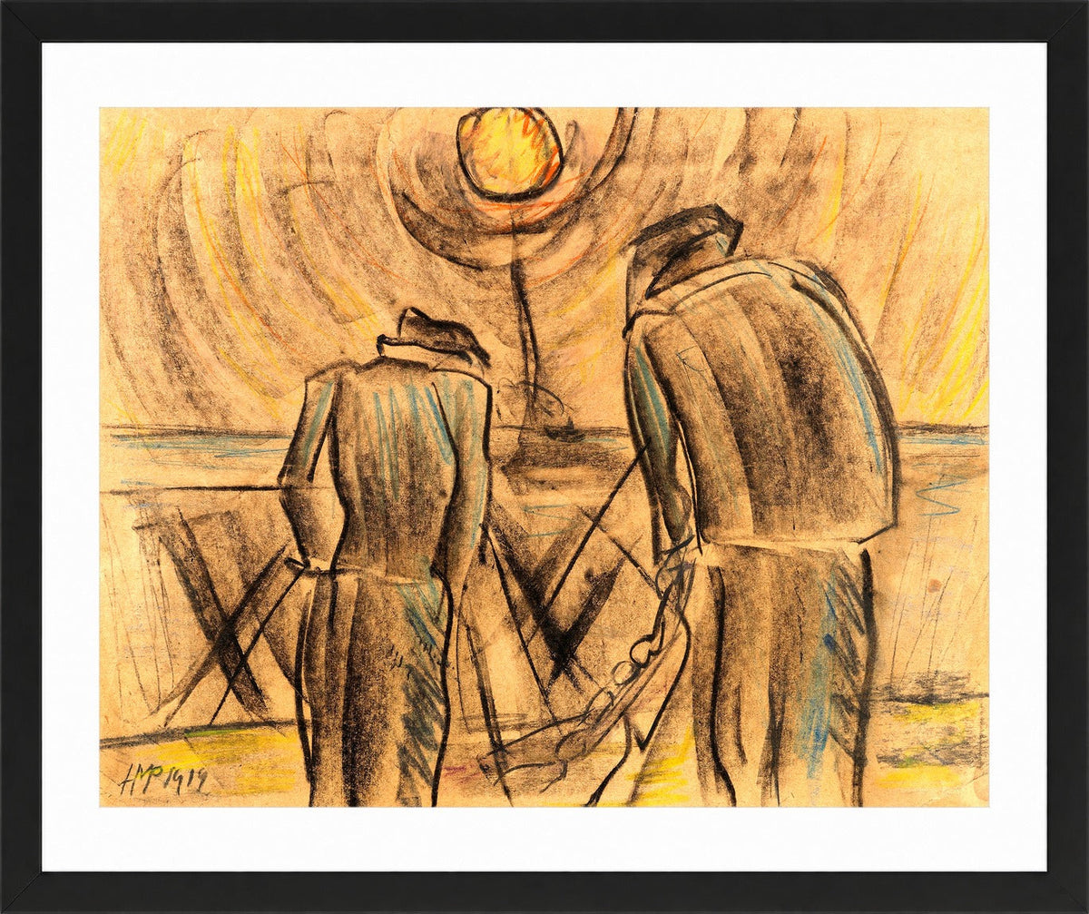 Hermann Max Pechstein Print, Fischer (1919) in a black frame