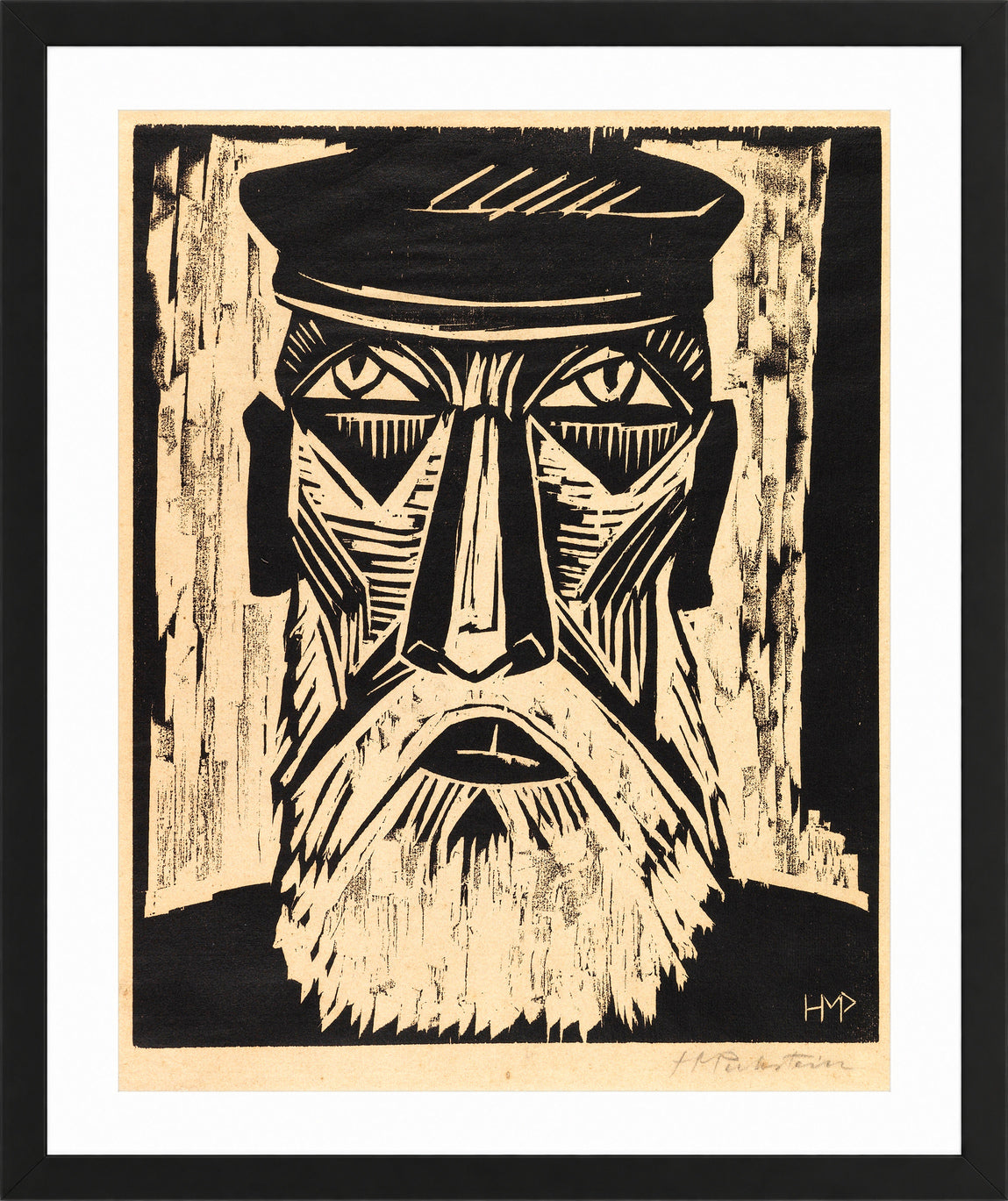 Hermann Max Pechstein Print, Fisherman’s Head IX (1921) in a black frame