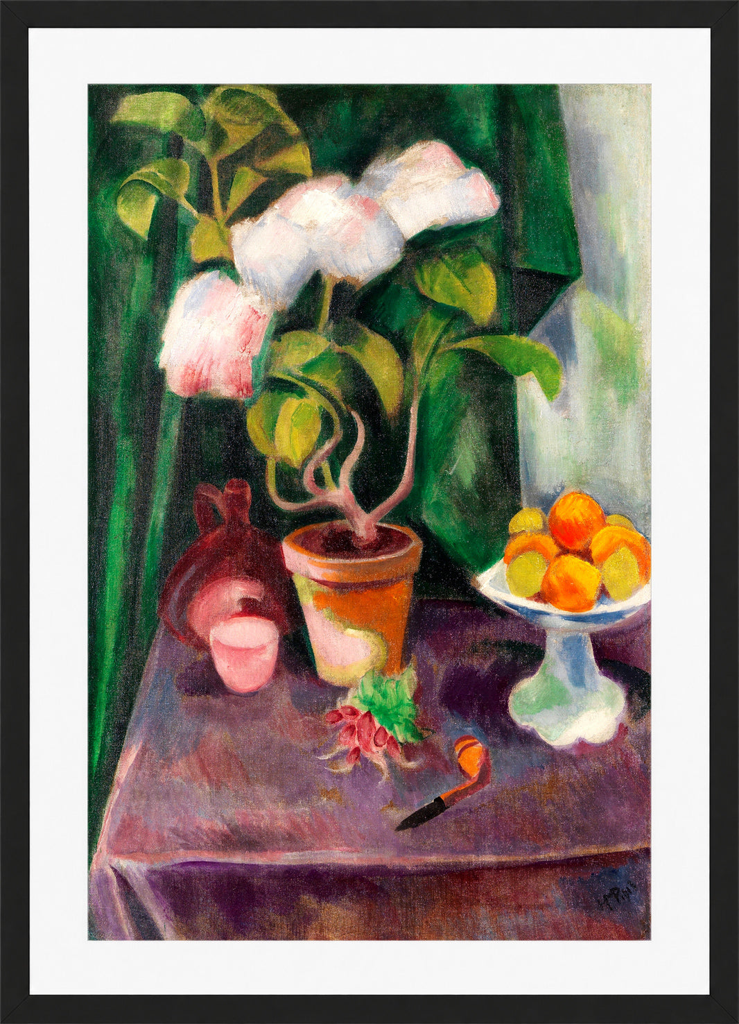 Hermann Max Pechstein Print, Flower Still Life (1913) in a black frame