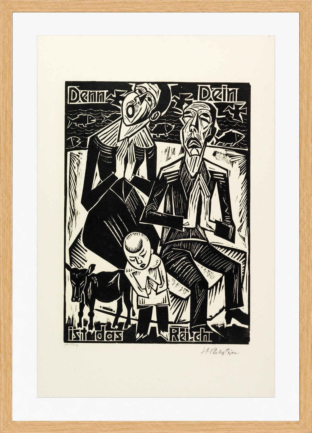 Hermann Max Pechstein Print, For Thine is the kingdom (Denn Dein ist das Reich) (1921) in a light oak frame
