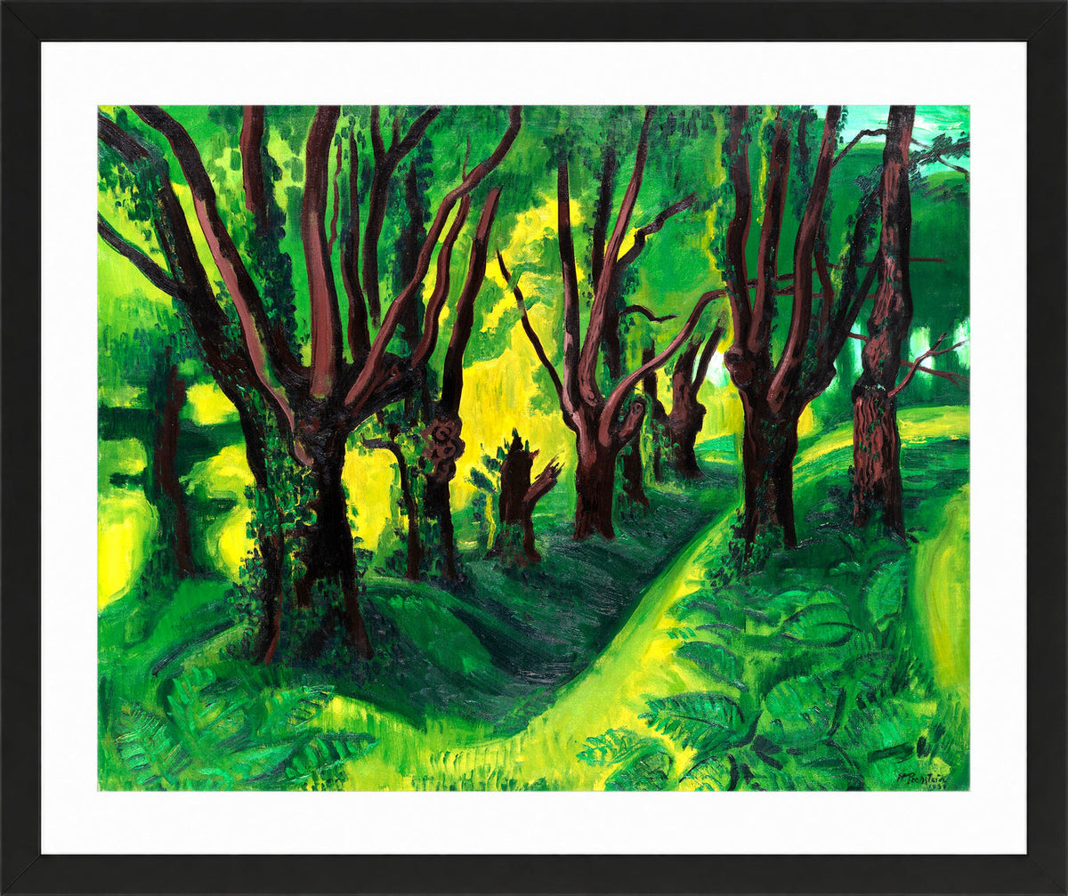 Hermann Max Pechstein Print, Forest in the Pyrenees (1931) in a black frame