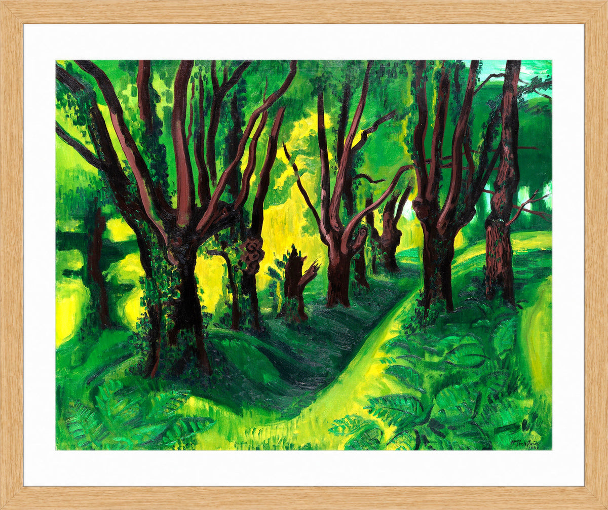 Hermann Max Pechstein Print, Forest in the Pyrenees (1931) in a light oak frame