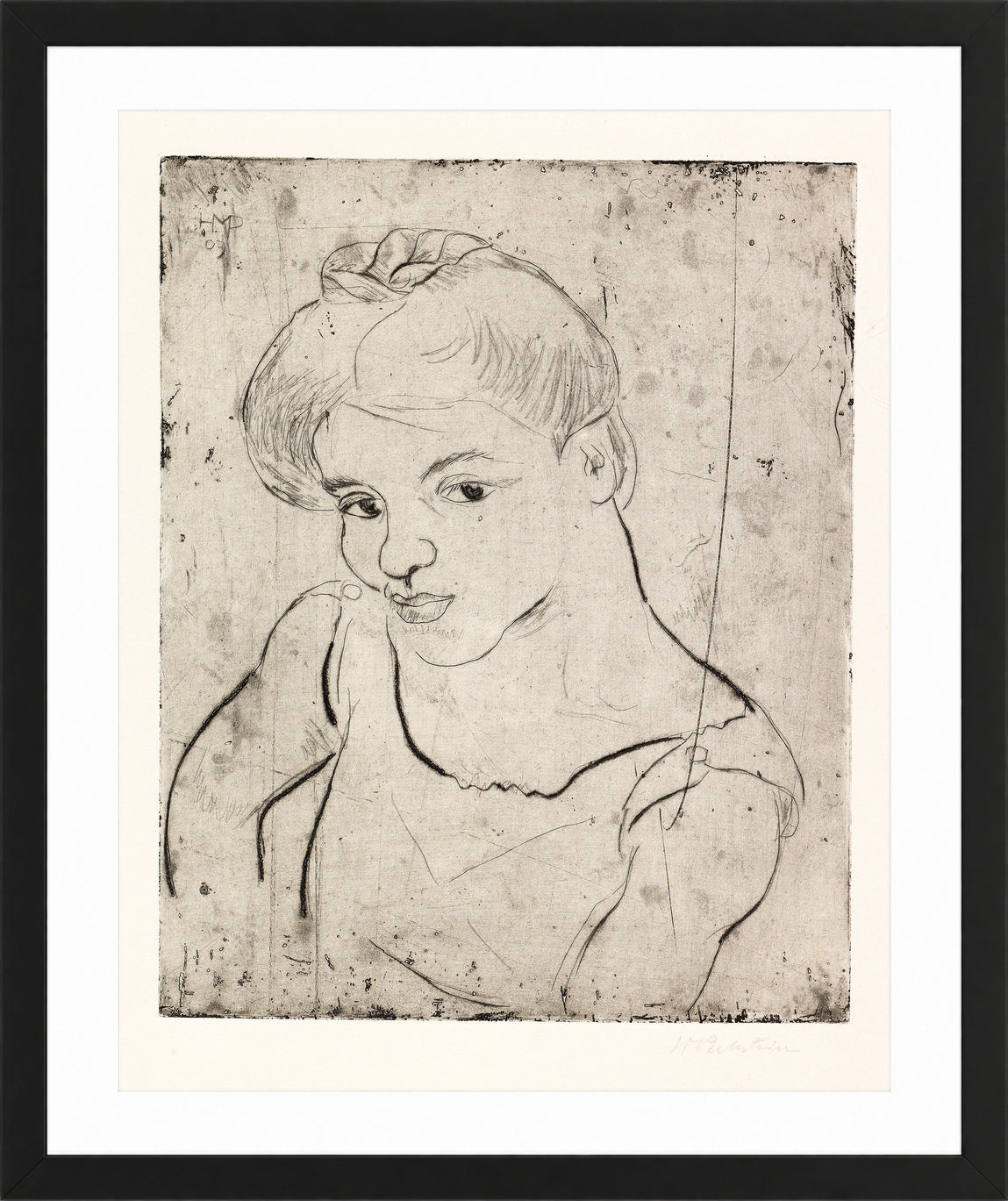 Hermann Max Pechstein Print, Girl (1909) in a black frame