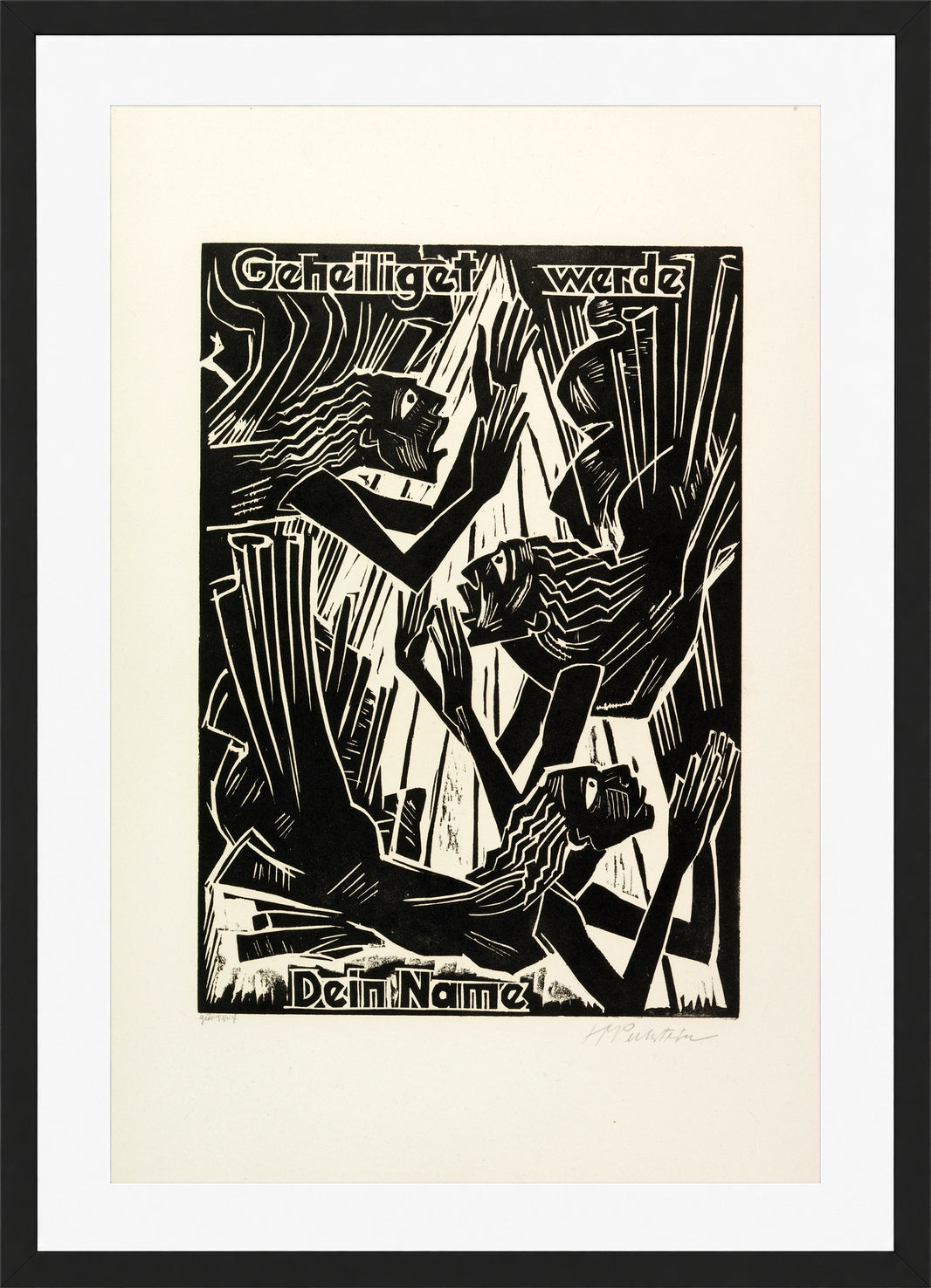 Hermann Max Pechstein Print, Hallowed be Thy name (Geheiliget werde Dein Name) (1921) in a black frame