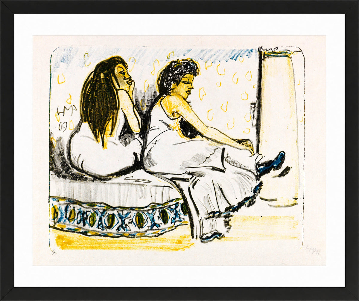 Hermann Max Pechstein Print, In the Harem (1909) in a black frame